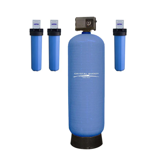 Whole-house water filtration system with cartridges