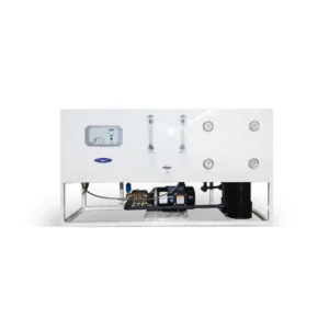 Industrial water chiller with gauges and compressor