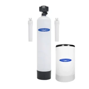 Whole-house water softener with brine tank