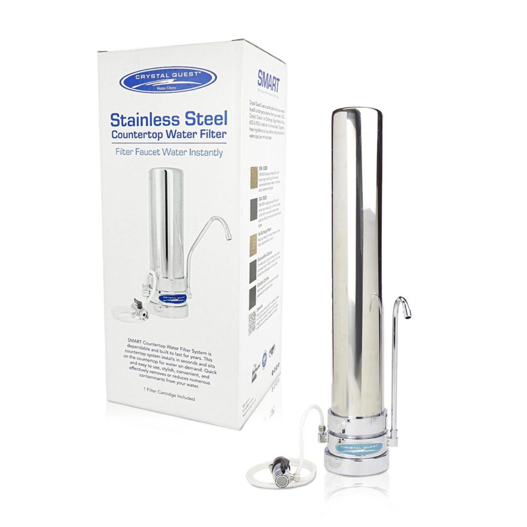 Stainless steel countertop water filter with box