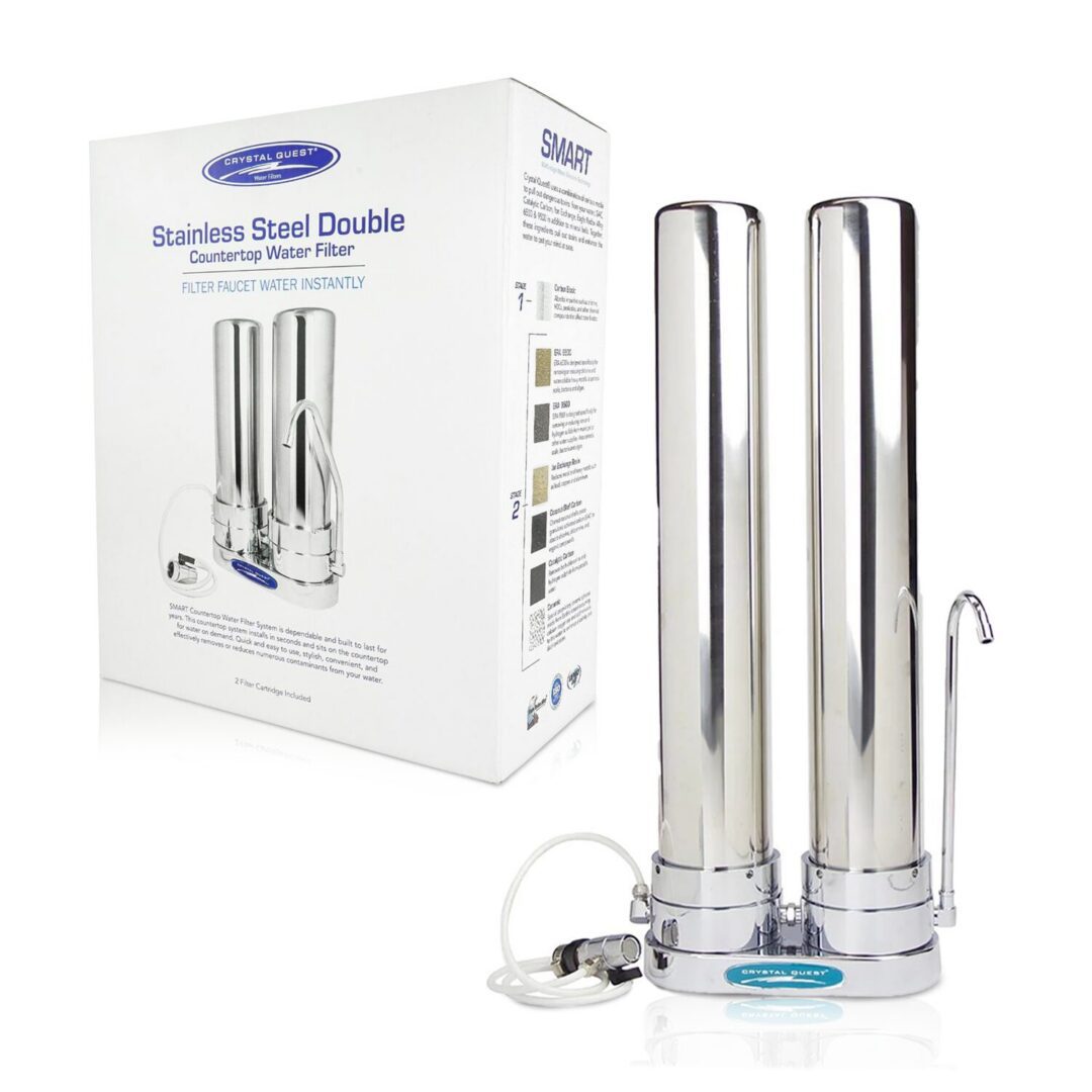 Stainless steel double countertop water filter