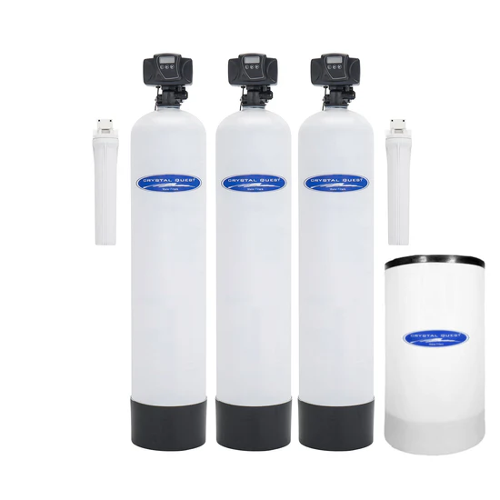 Three-tank whole-house water softener system