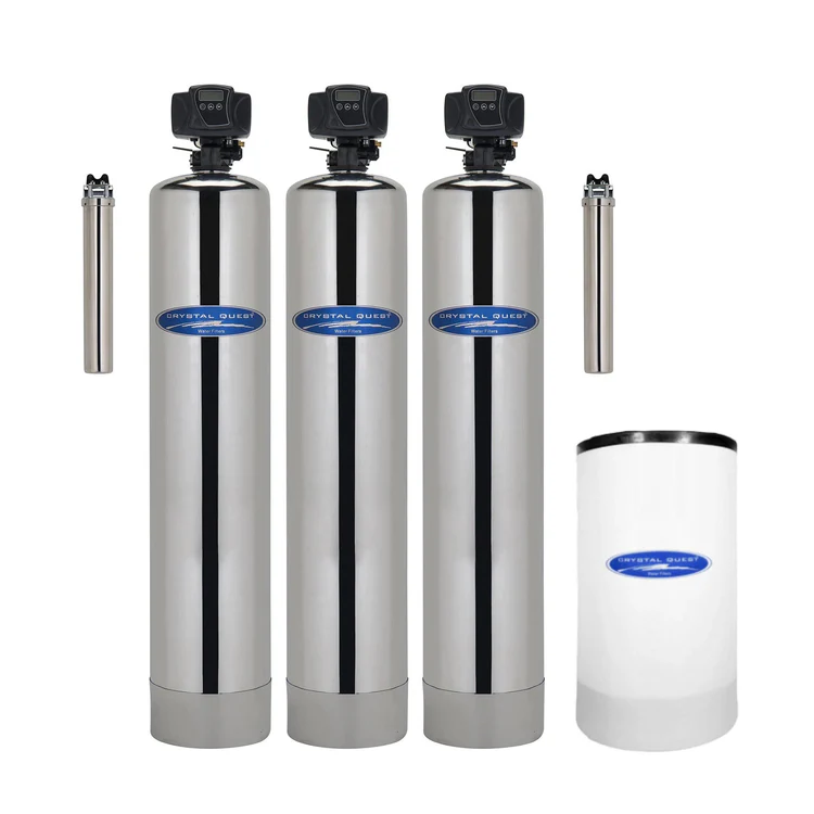 Three-tank stainless water softener system
