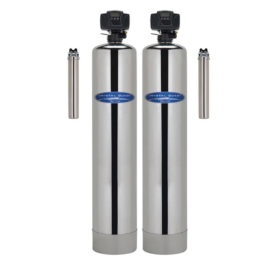 Twin stainless whole-house water filtration system