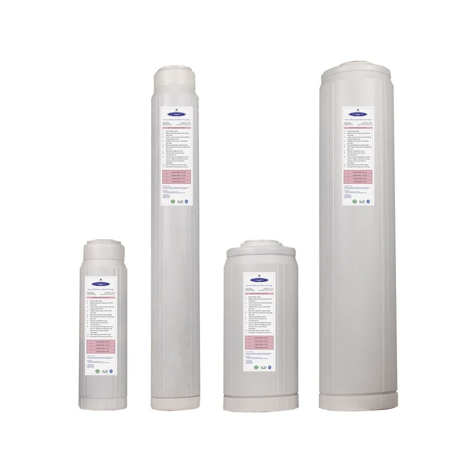 Four white water filter replacement cartridges