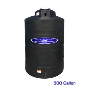 Black 500 gallon Crystal Quest water tank