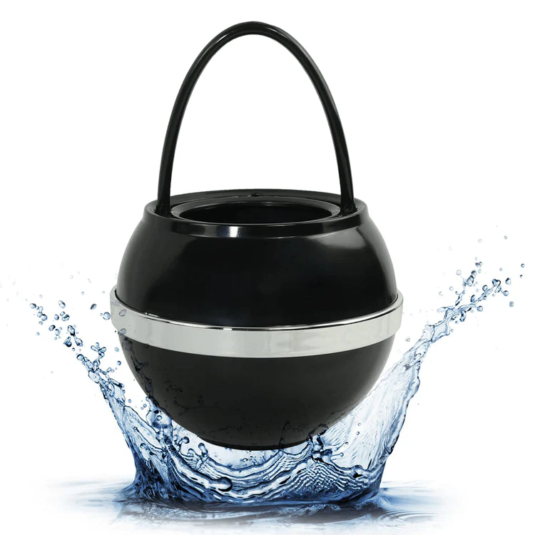 Black spherical insulated container with handle
