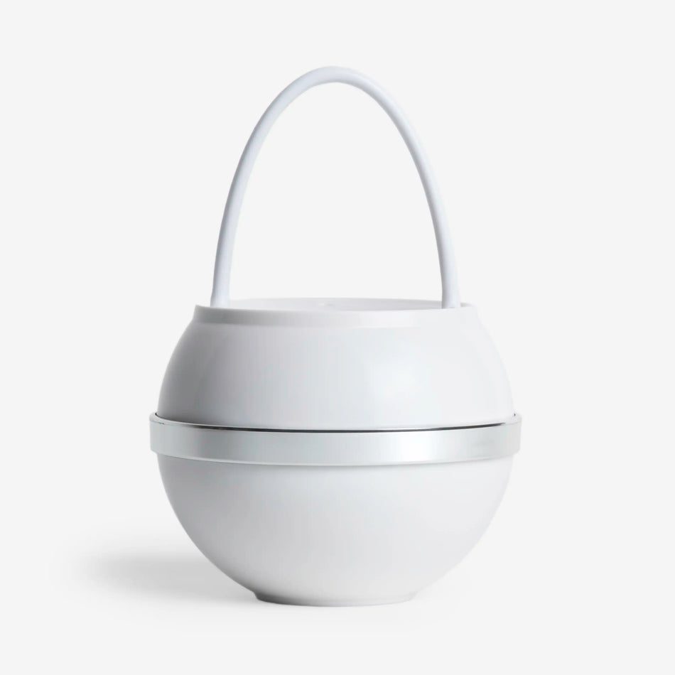 White spherical portable lantern with handle