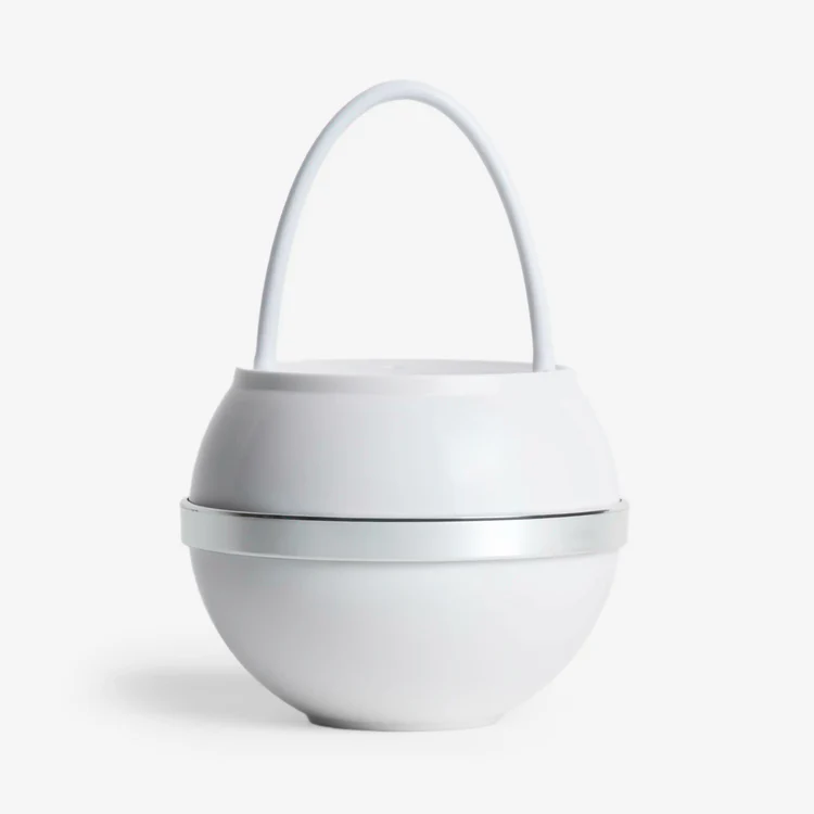White spherical portable LED lantern with handle