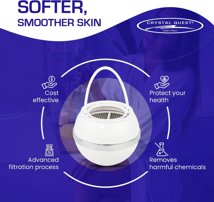 Crystal Quest white round shower water filter