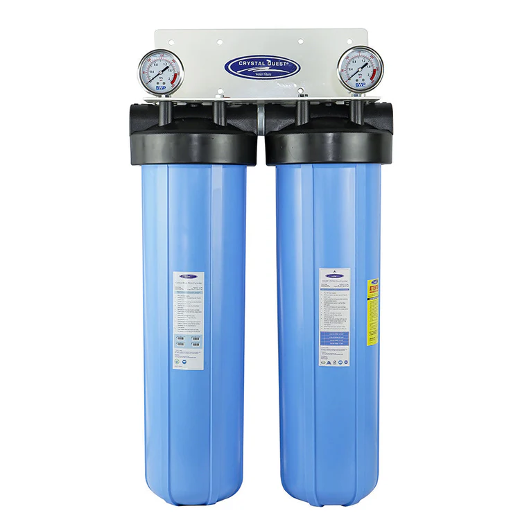 Two-stage blue whole-house water filter