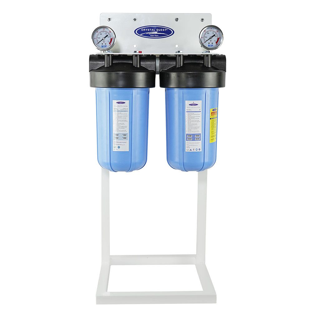 Dual water filter system with pressure gauges