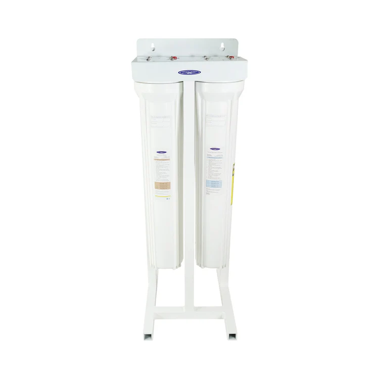 Dual-stage water filter housing on stand
