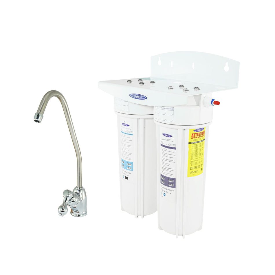 Dual-stage under-sink water filter with faucet