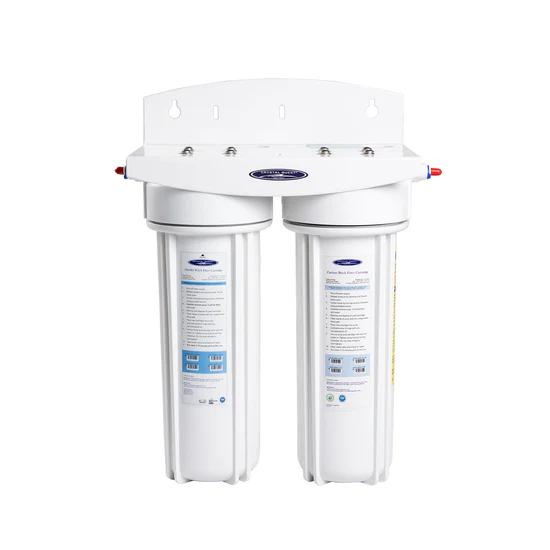 Dual-stage water filter system with two cartridges