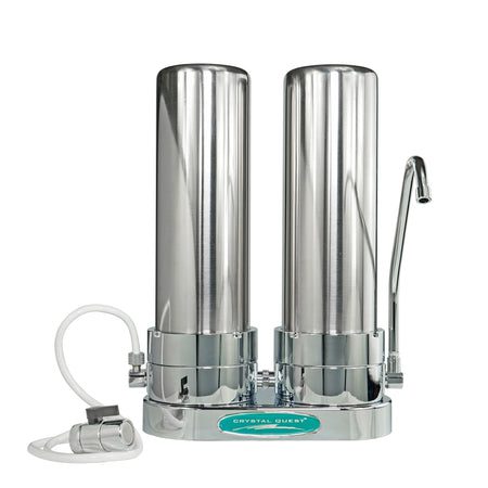 Dual stainless steel countertop water filter system