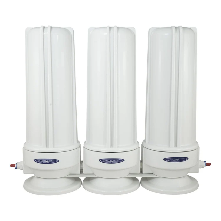 Three-stage white countertop water filtration system