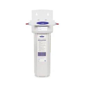 White wall-mounted water filter housing