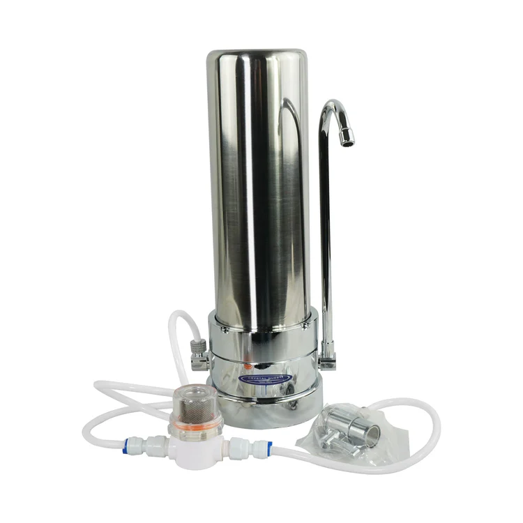 Stainless steel countertop water filtration system