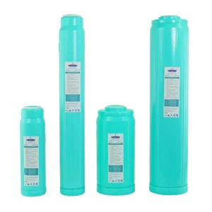 Set of four turquoise water filter cartridges