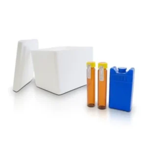 Medical sample cooler with vials and ice pack