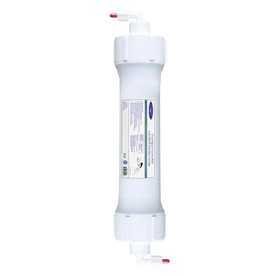 Inline water filter cartridge with quick-connect fittings