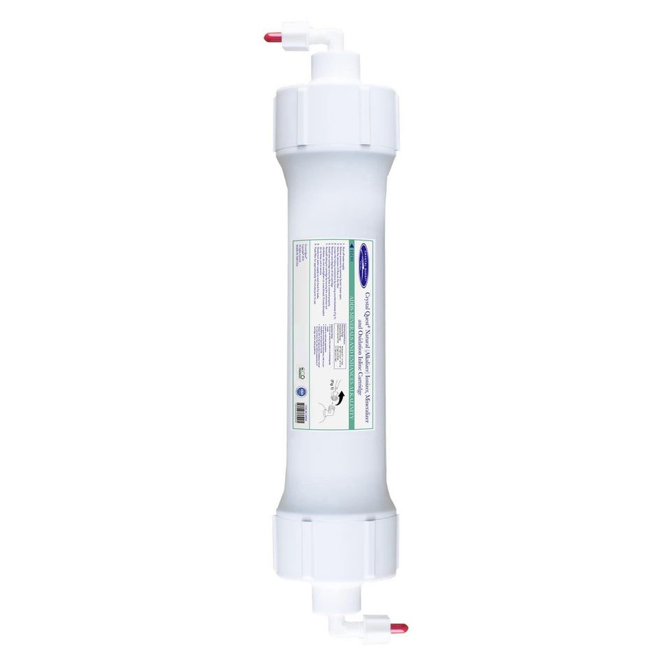 White inline water filter cartridge with fittings