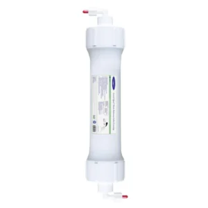White inline water filter cartridge with connectors