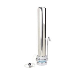Stainless steel countertop water filter with spout