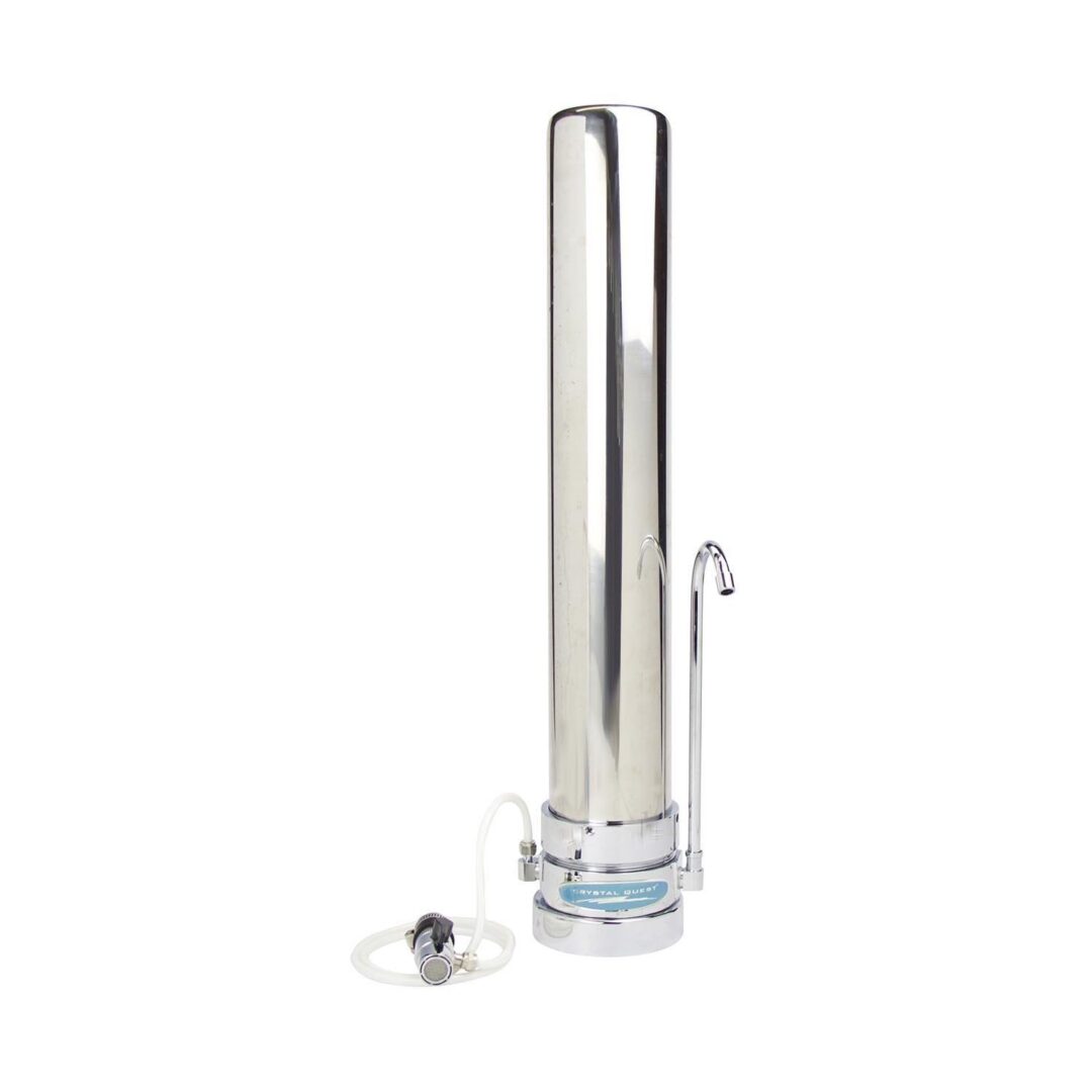 Stainless steel countertop water filter with spout