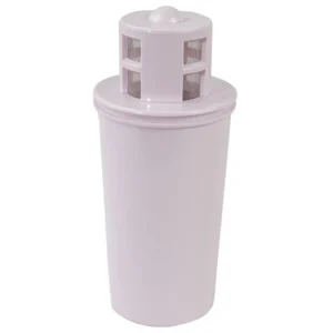 Pink plastic cylinder container with mesh top