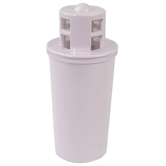 Pink plastic cylinder container with mesh top