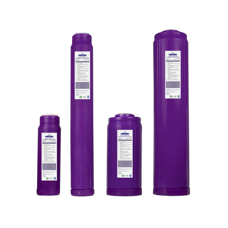 Set of four purple water filter cartridges