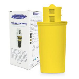 Yellow pitcher water filter cartridge and box