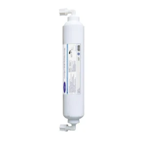 White inline water filter cartridge with connectors