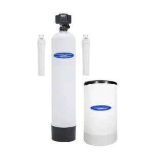 Water softener system with brine tank