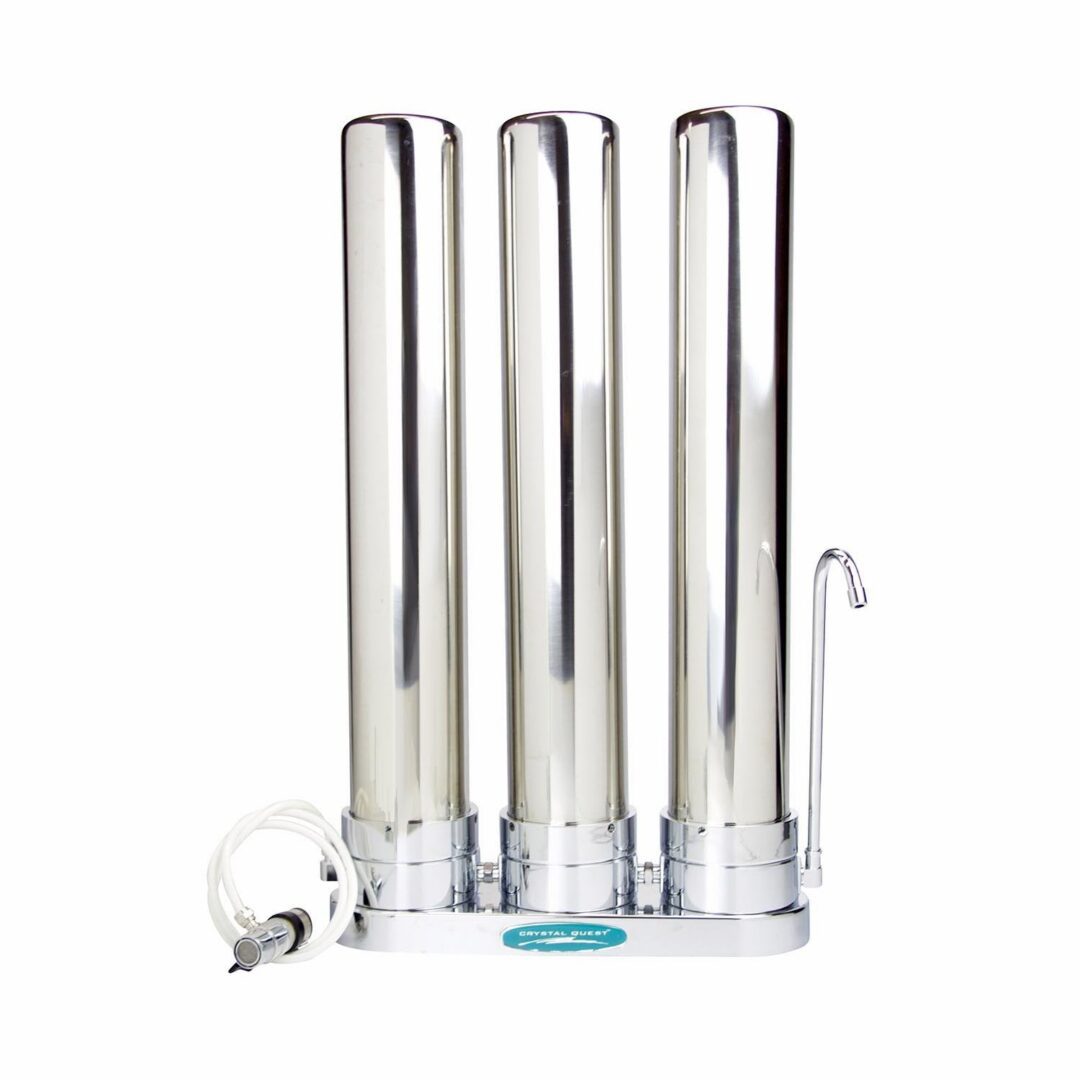 Triple stainless steel countertop water filter