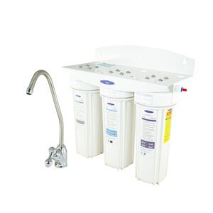 Three-stage under-sink water filtration system