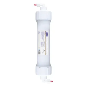 Inline water filter cartridge with quick-connect fittings