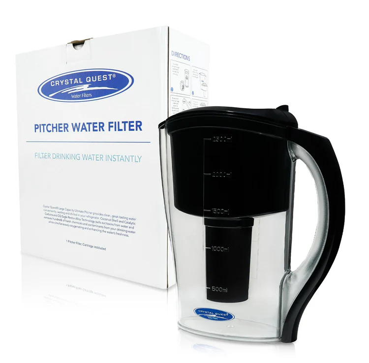Crystal Quest water filter pitcher with box